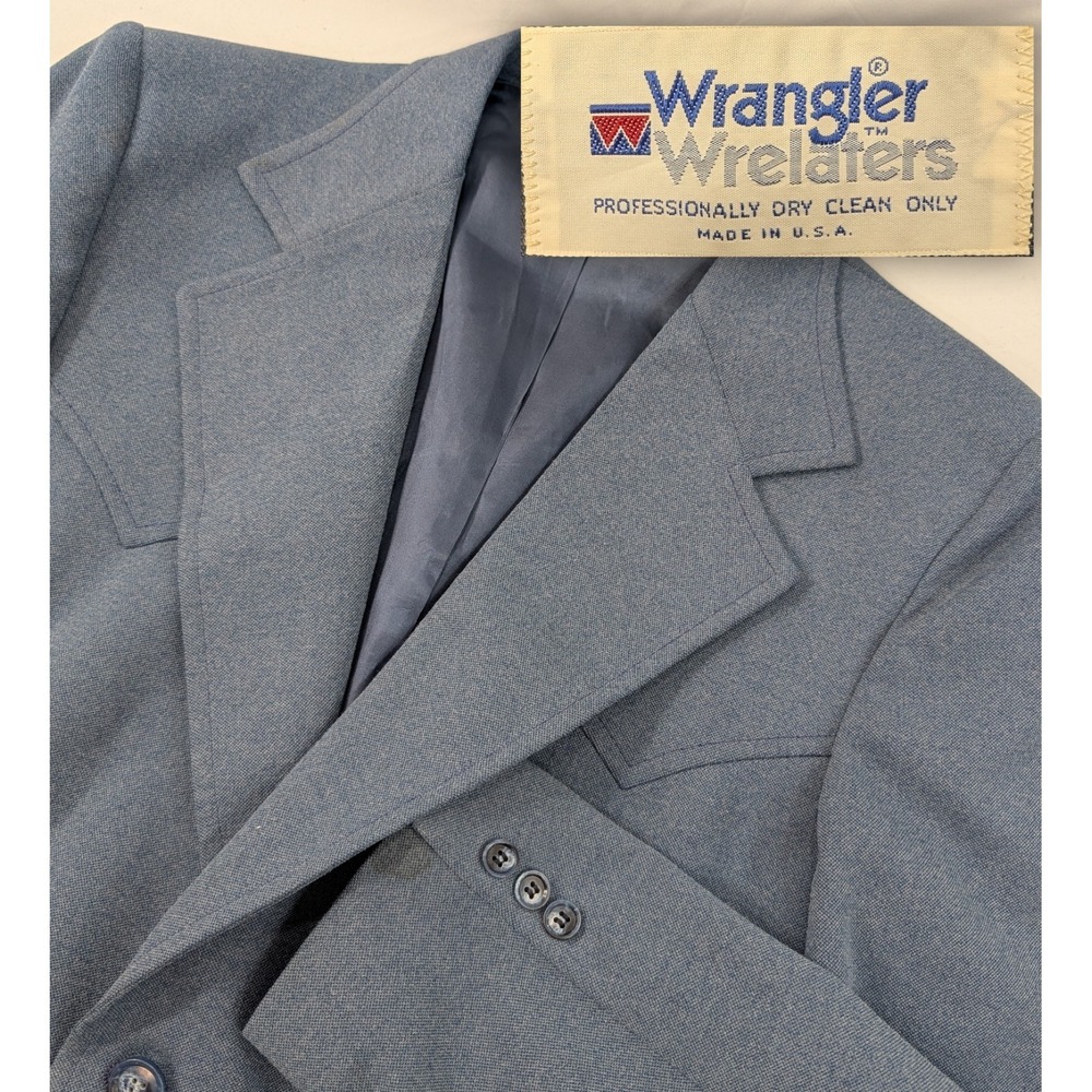 Wrangler Wrelaters Poly Western Cut Sports Jacket Blazer Suit Coat Pale Blue 44R